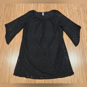 NWOT Tacera Black Lace Bell Sleeve Dress